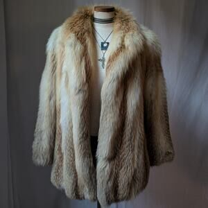Vintage Red Fox Fur Coat L Luxury Old Money Furry Statement Jacket Designer Glam